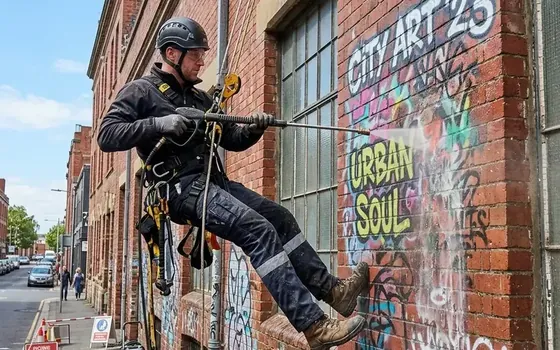 Eliminación de graffiti en fachada de un edificio de Palma