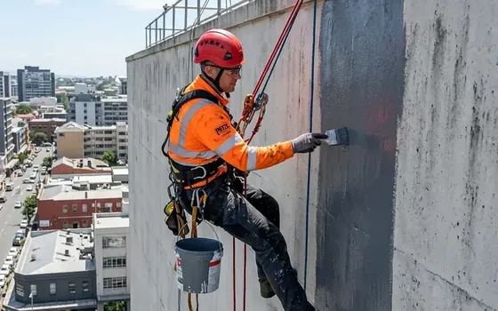 Pintura elastomérica puenteando fisuras en fachada