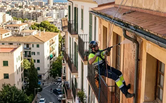 Grieta estructural en fachada de un edificio de Palma